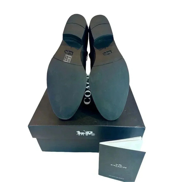 Coach Women's Black Leather Ankle Booties Size 8 Monogram Pull Tab - Picture 6 of 7